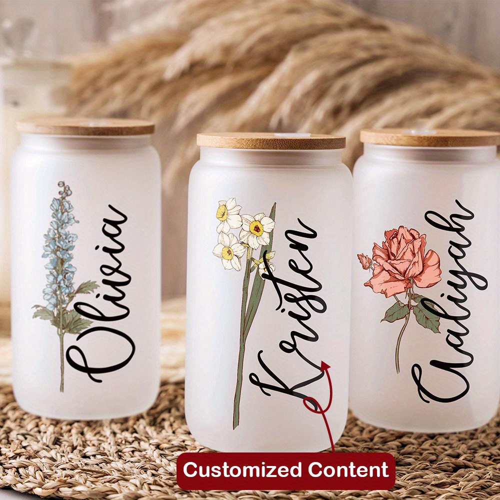 Custom Birth Flower Name Glass - Coffee Equipment Usa ulasan dan harga