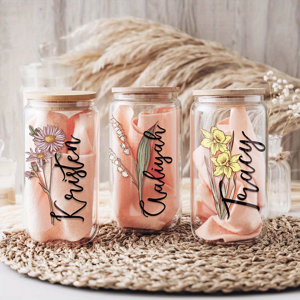 Custom Birth Flower Name Glass - Coffee Equipment Usa ulasan dan harga