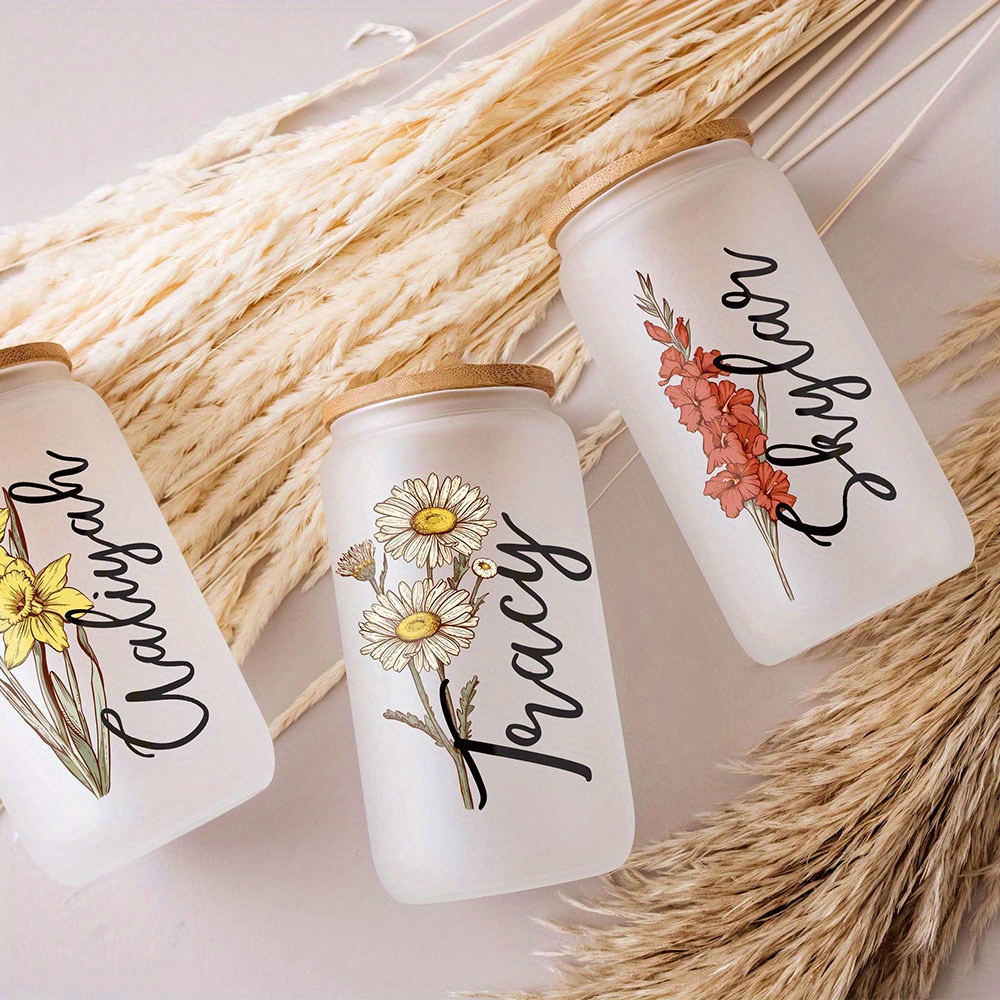 Custom Birth Flower Name Glass - Coffee Equipment Usa ulasan dan harga