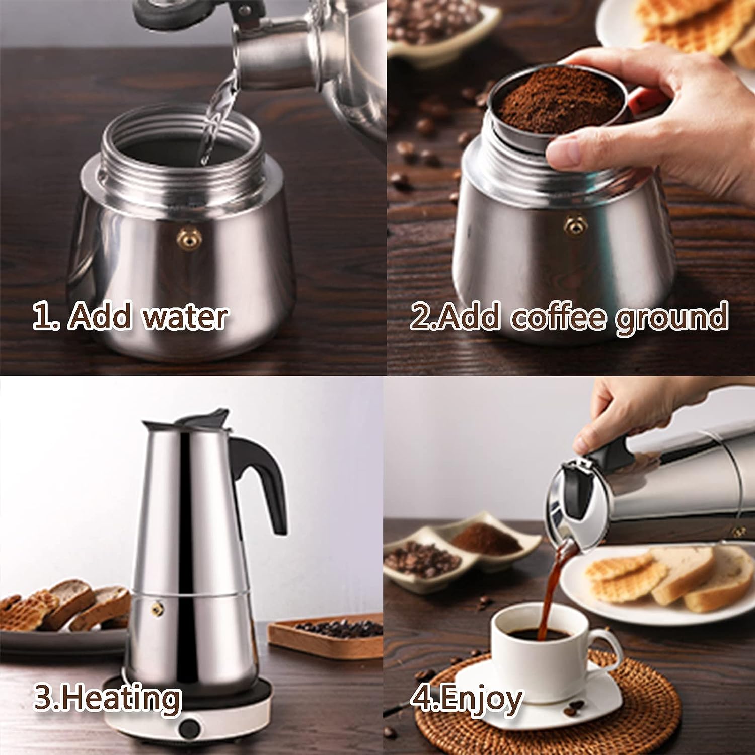 4/6/9 Cups Moka Pot Caffe Mach - Coffee Equipment Set ulasan dan harga