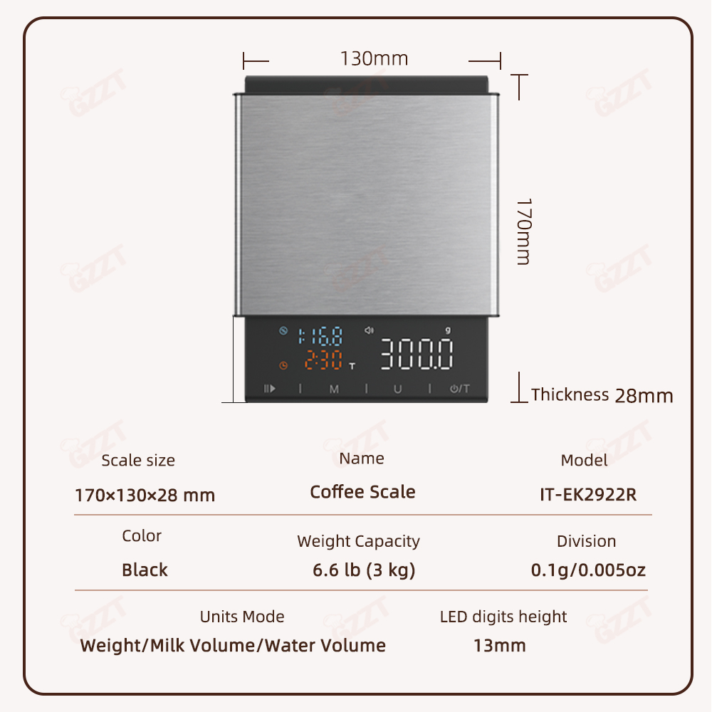 GZZT 22R Digital Kitchen Coffe - Scale Drip Timer ulasan dan harga