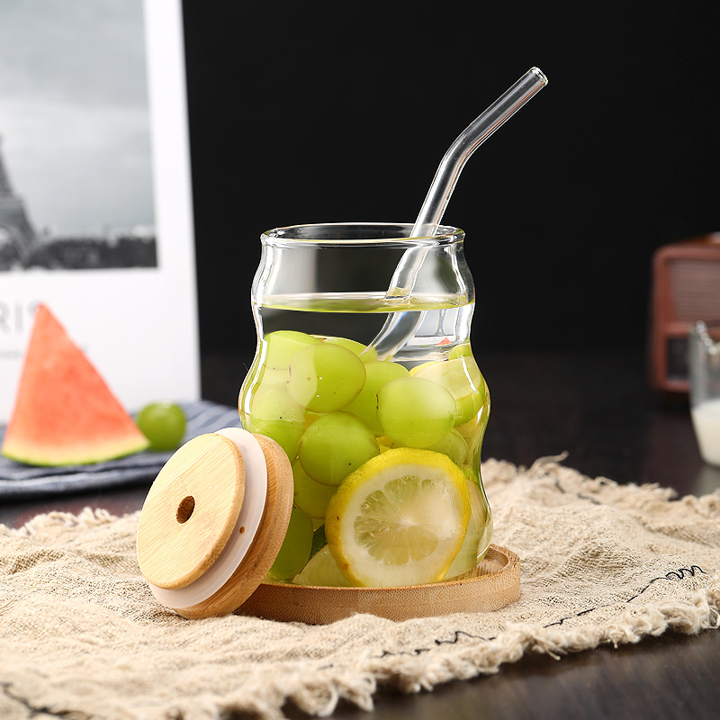 500ml Glass Tumbler with Straw - Bean Hopper Lid ulasan dan harga